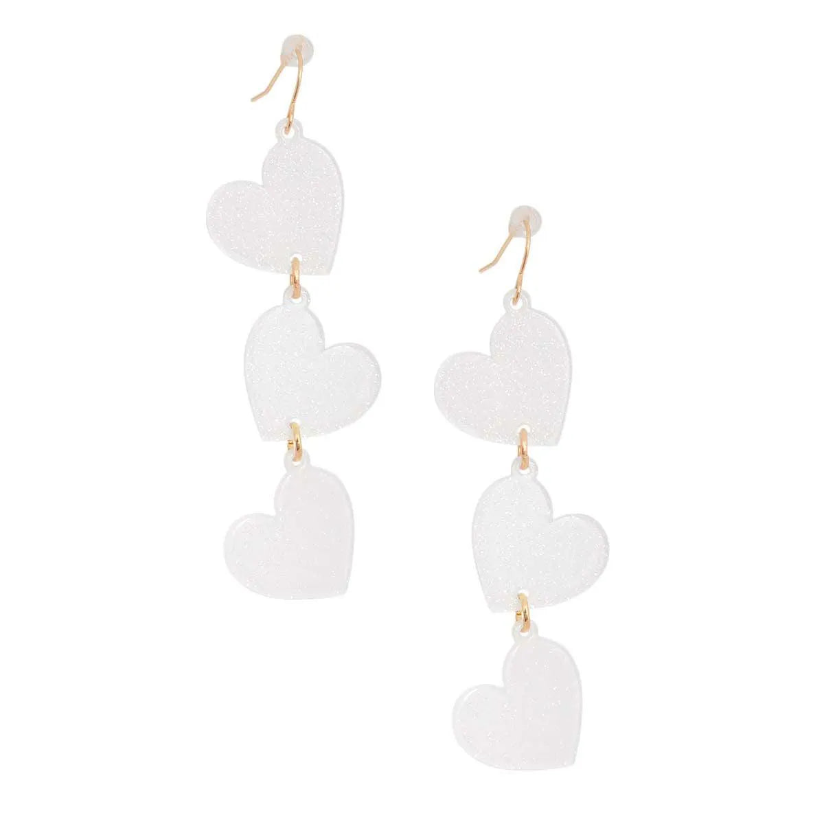 White Heart Dangle Earrings Jewelry Bubble