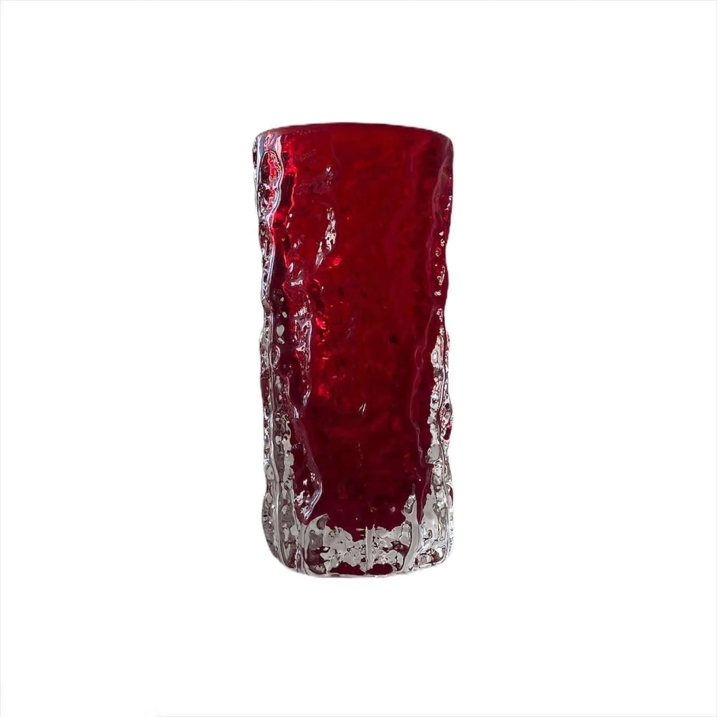 Whitefriars Geoffrey Baxter Ruby Textured Bark Vase Jewelry Bubble