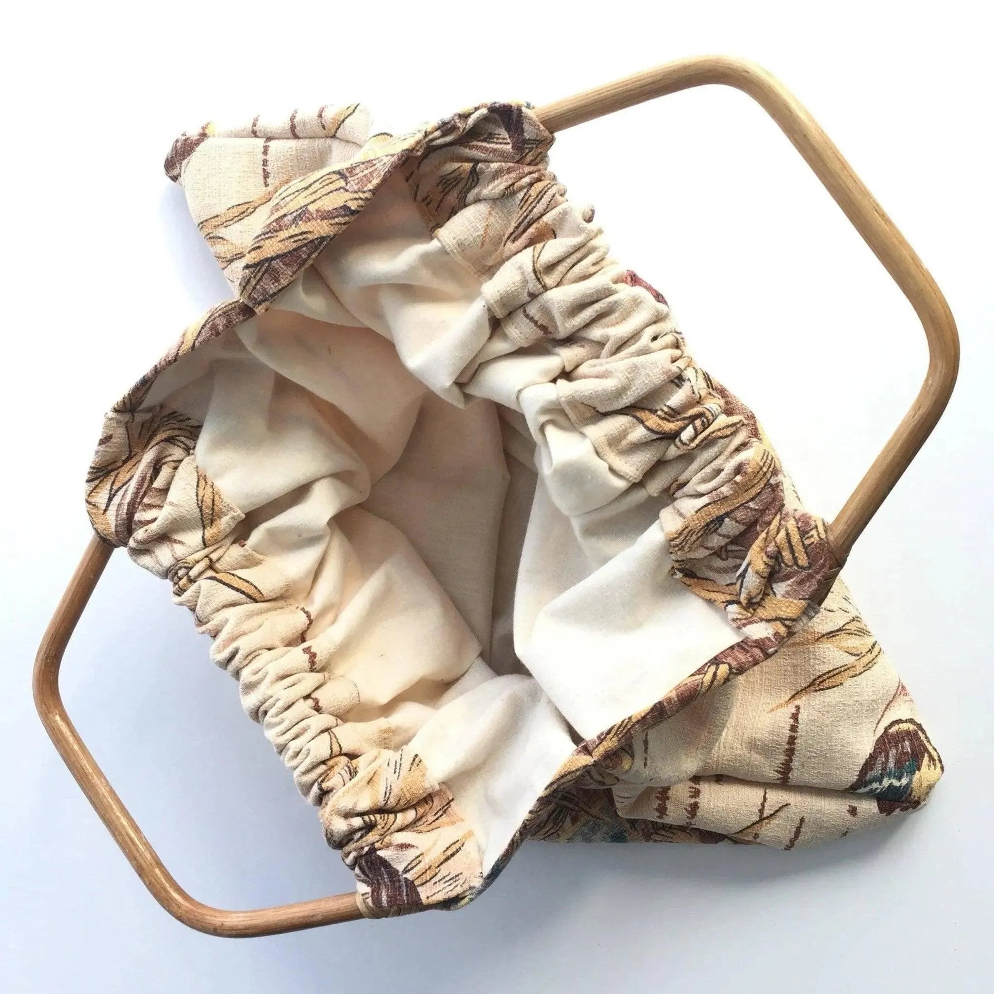 Women’s Accessories, Vintage Barkcloth Fabric Handmade Tote Bag