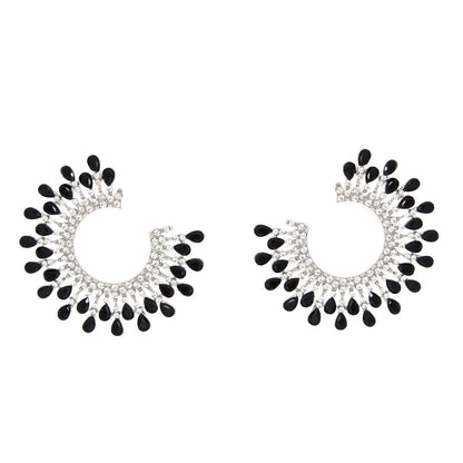 Women's Black & Gold C-Shape Studs: Edgy Elegance for Your Ears Jewelry Bubble