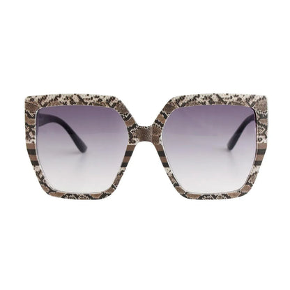 Women's Black Snake Print Square Sunglasses - Top Trendsetter Fashion Fave Jewelry Bubble