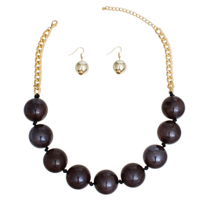 Women's Bubble Jewelry: Joyful Black Beaded Necklace Set Pinktown