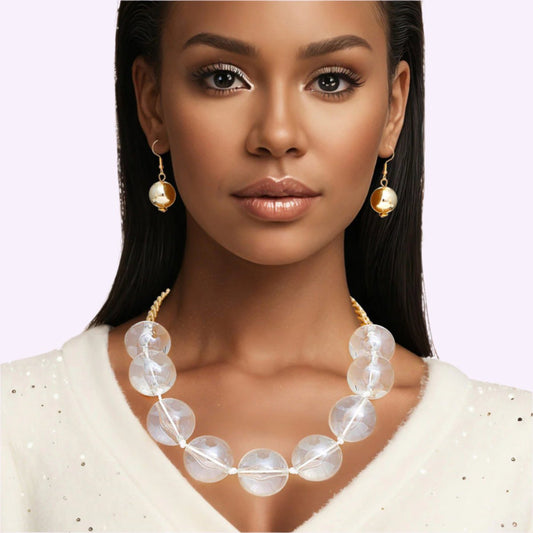 Women's Bubble Jewelry: Joyful Clear Beaded Necklace Set Jewelry Bubble