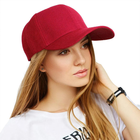 Women’s Burgundy Baseball Hat – Canvas 5 Panel Cap, Solid Color with Velcro Strap Jewelry Bubble