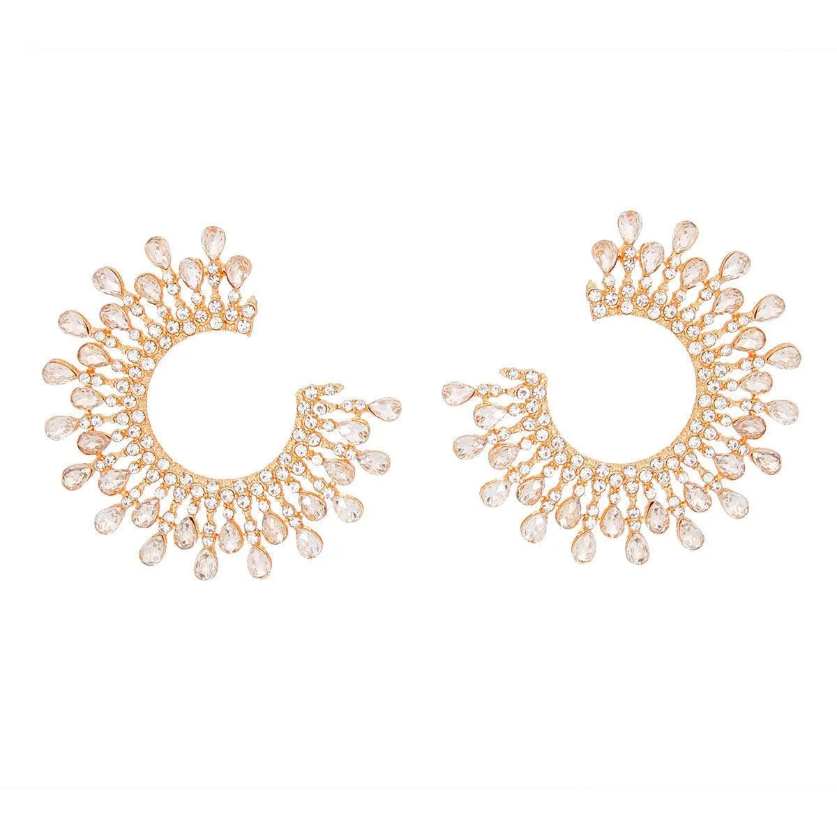 Women's Clear & Gold C-Shape Studs: Edgy Elegance for Your Ears Pinktown