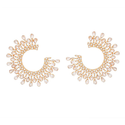 Women's Clear & Gold C-Shape Studs: Edgy Elegance for Your Ears Pinktown