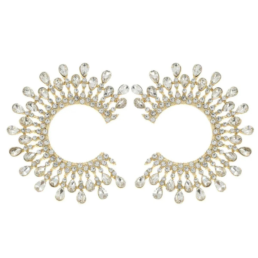Women's Clear & Gold C-Shape Studs: Edgy Elegance for Your Ears