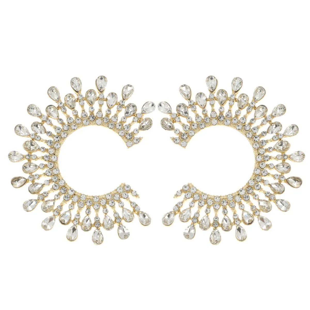 Women's Clear & Gold C-Shape Studs: Edgy Elegance for Your Ears Pinktown