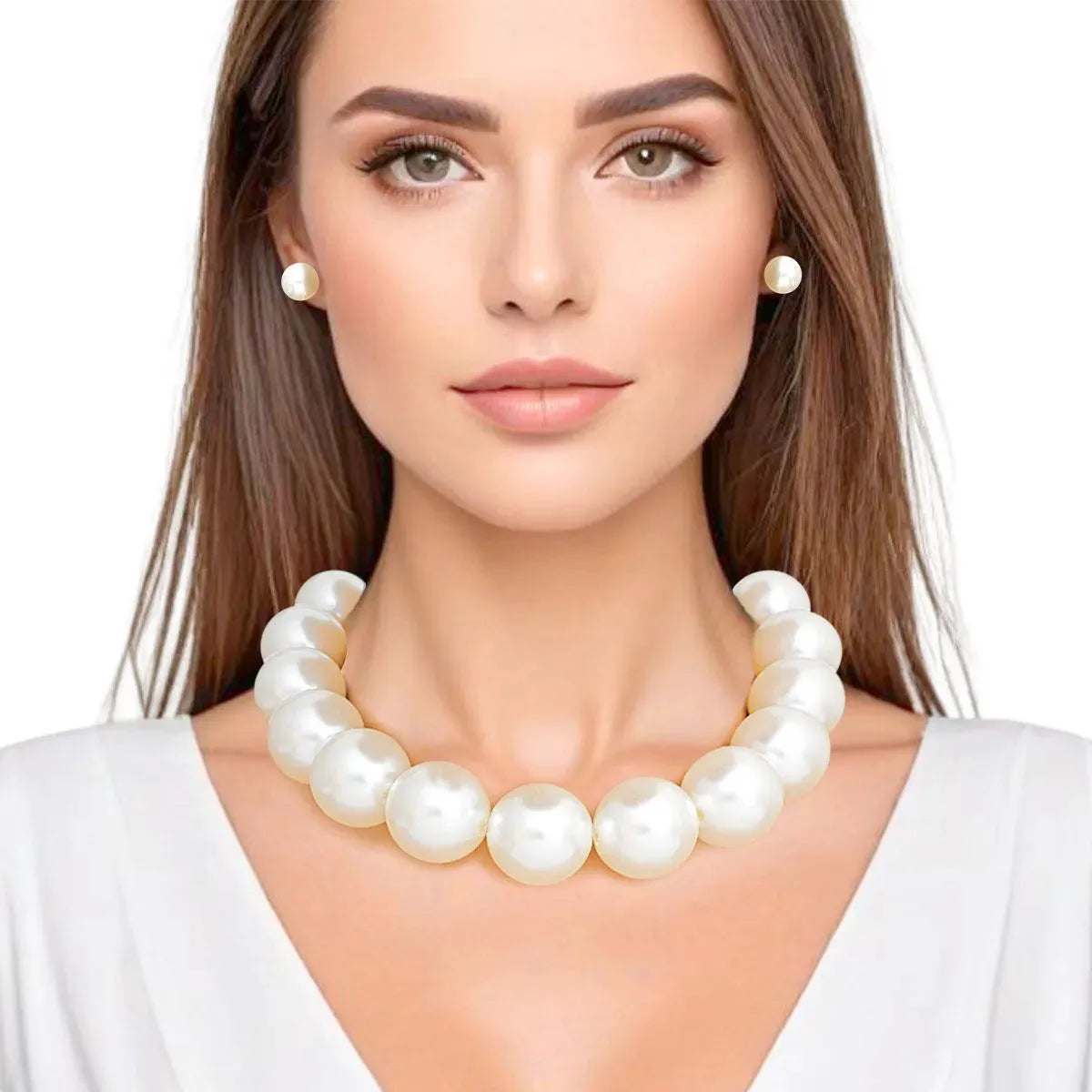 Women's Cream Pearl Necklace Set Captivate in Style Jewelry Bubble