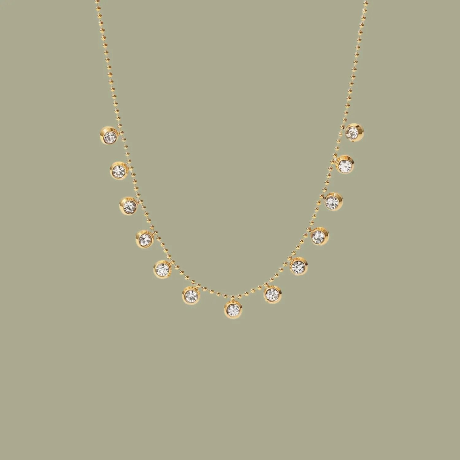 Women's Dangle Bezel Diamond Simulants Necklace