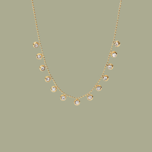 Women's Dangle Bezel Diamond Simulants Necklace Jewelry Bubble