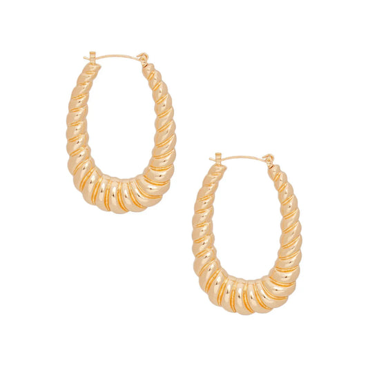 Women's Elegant Ribbed Hoops: Intricate Detailing Redefines Classic Gold Earrings Jewelry Bubble