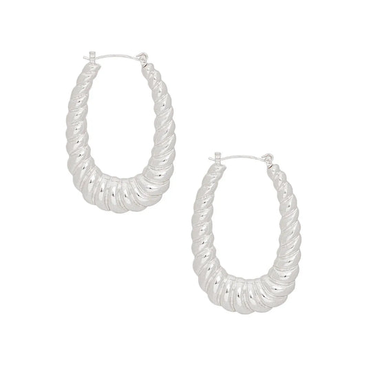 Women's Elegant Ribbed Hoops: Intricate Detailing Redefines Stylish Silver Earrings Pinktown