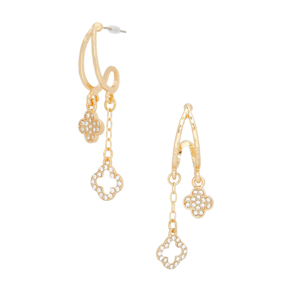 Women's Gold-Tone Dangle Clover Earrings Jewelry Bubble