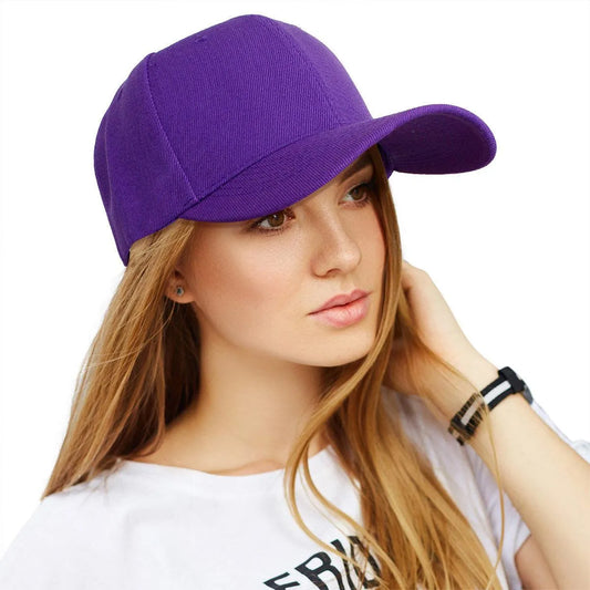 Women’s Purple Baseball Hat – Canvas 5 Panel Cap, Solid Color with Velcro Strap Jewelry Bubble