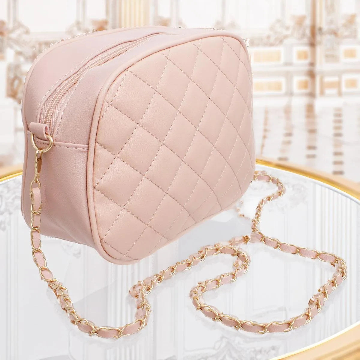 Women's Quilted Style Pink Crossbody Bag: Enduring Appeal Jewelry Bubble