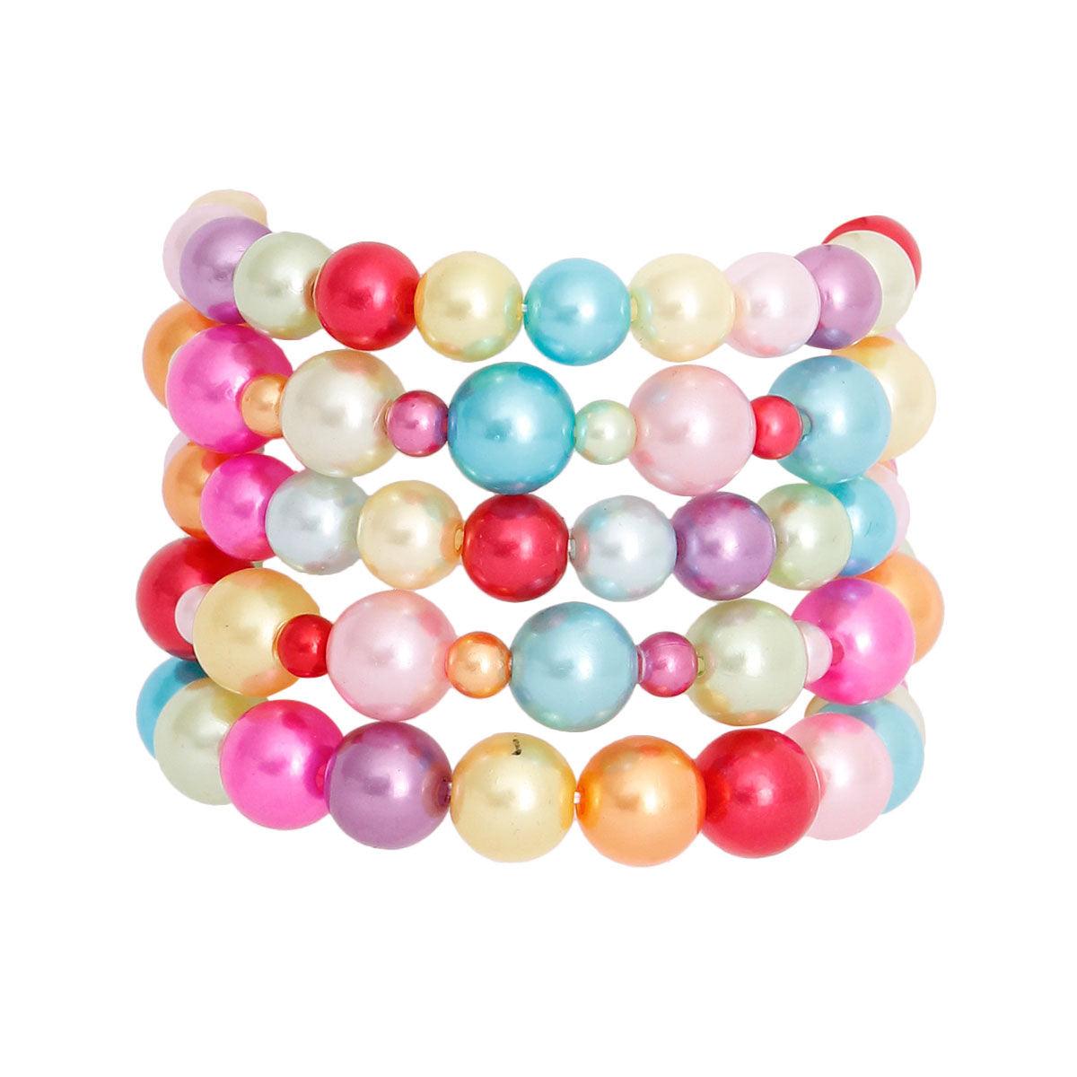 Women's Rainbow Faux Pearl Bracelet Set Jewelry Bubble