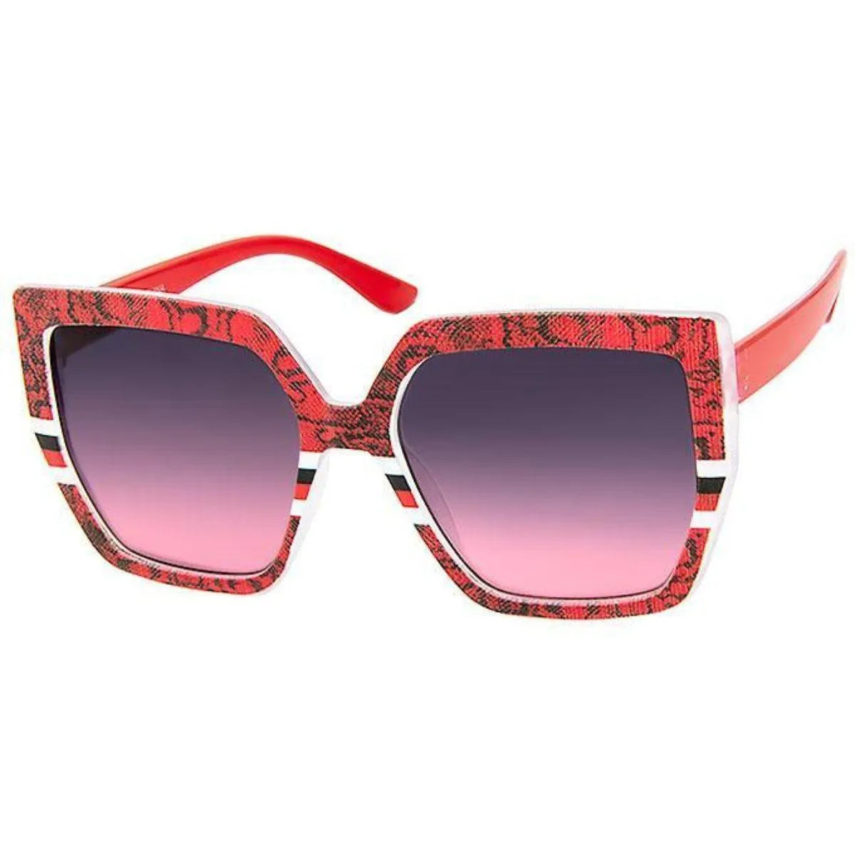 Women's Red Snake Print Square Sunglasses - Top Trendsetter Fashion Fave Jewelry Bubble