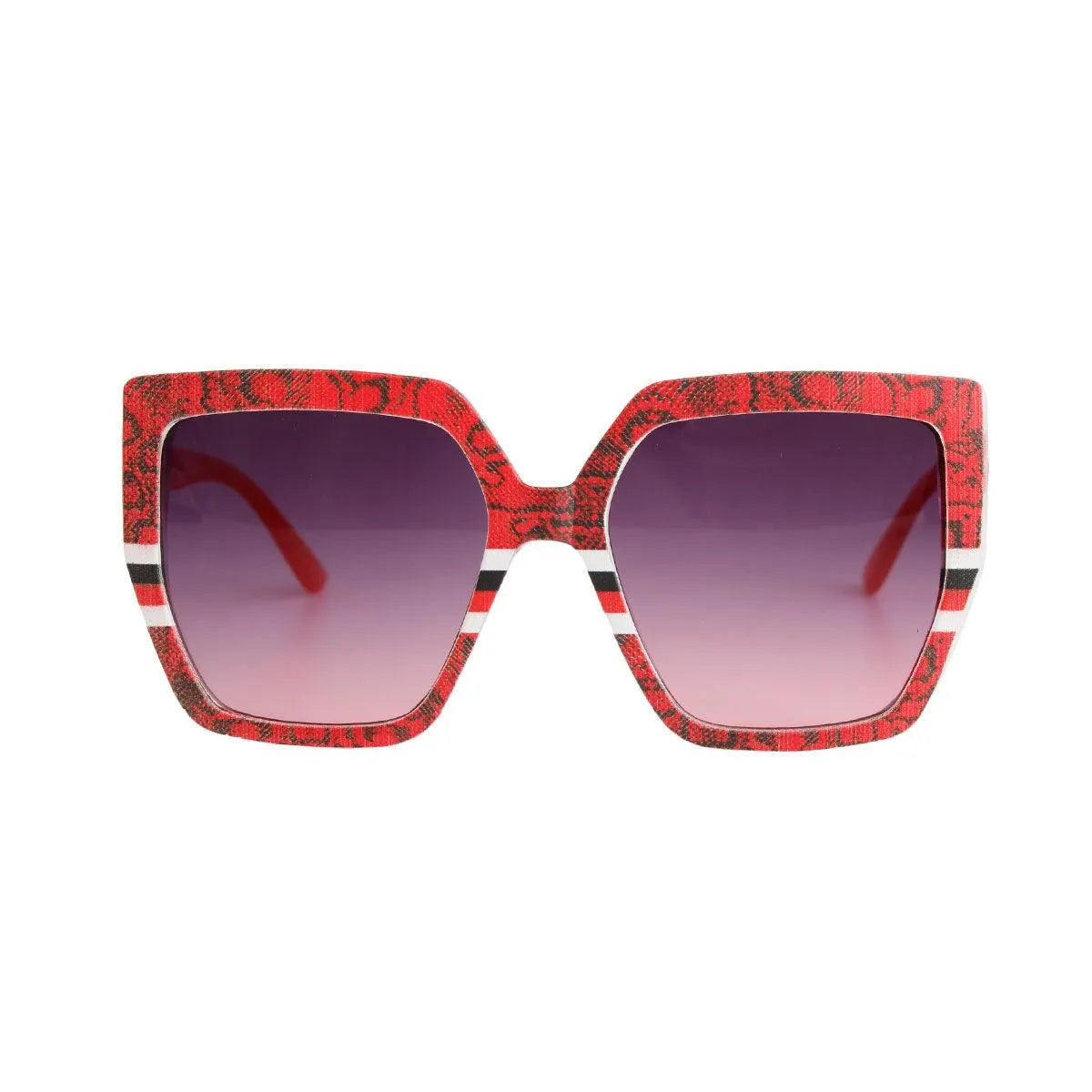 Women's Red Snake Print Square Sunglasses - Top Trendsetter Fashion Fave Jewelry Bubble