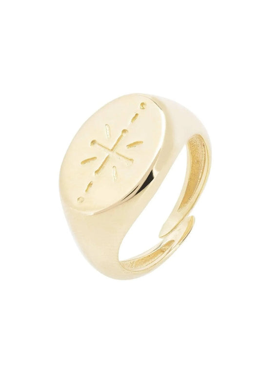 Women’s Signet Ring Starburst Gold Plated LATELITA