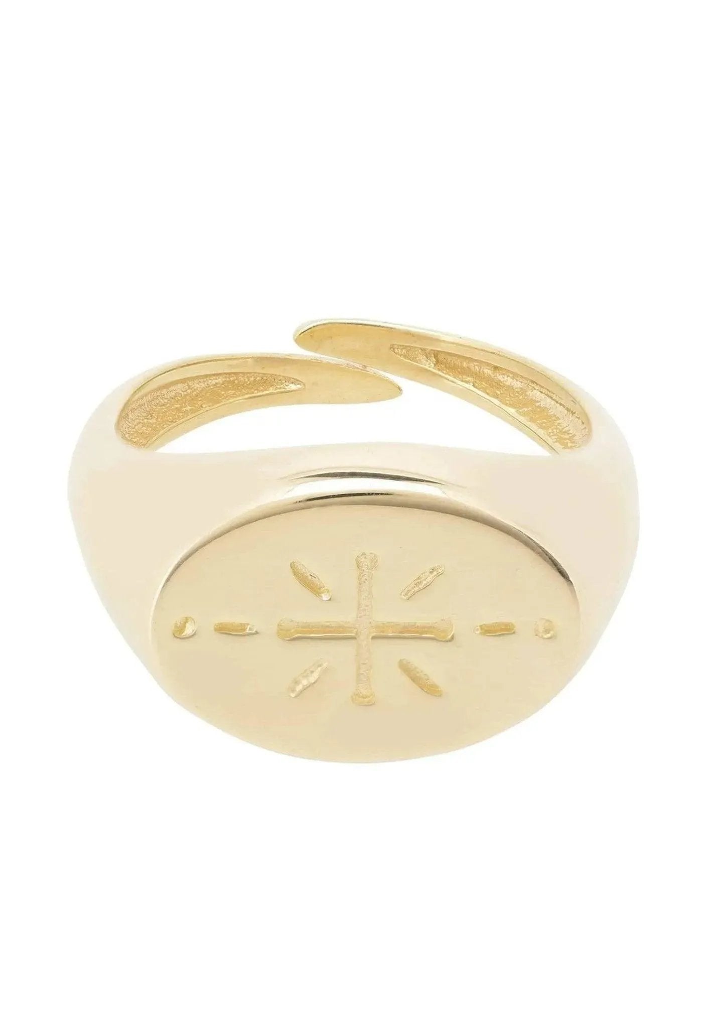 Women’s Signet Ring Starburst Gold Plated