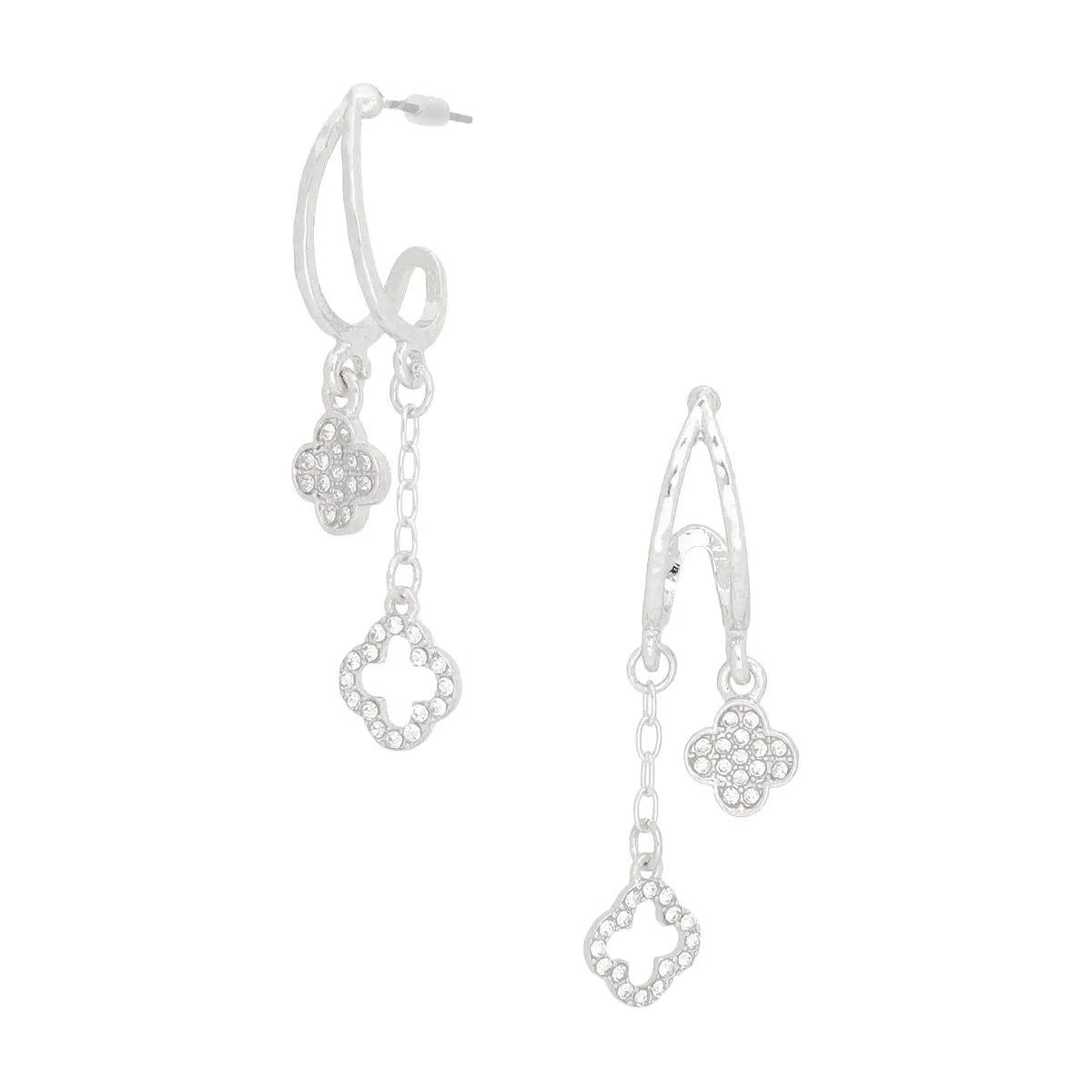 Women's Silver-Tone Dangle Clover Earrings