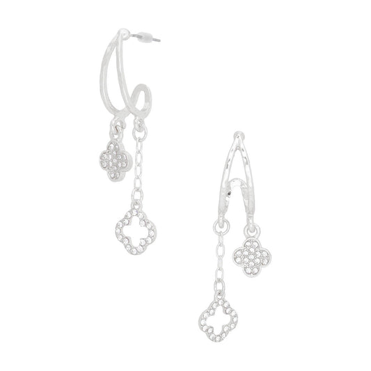 Women's Silver-Tone Dangle Clover Earrings Pinktown