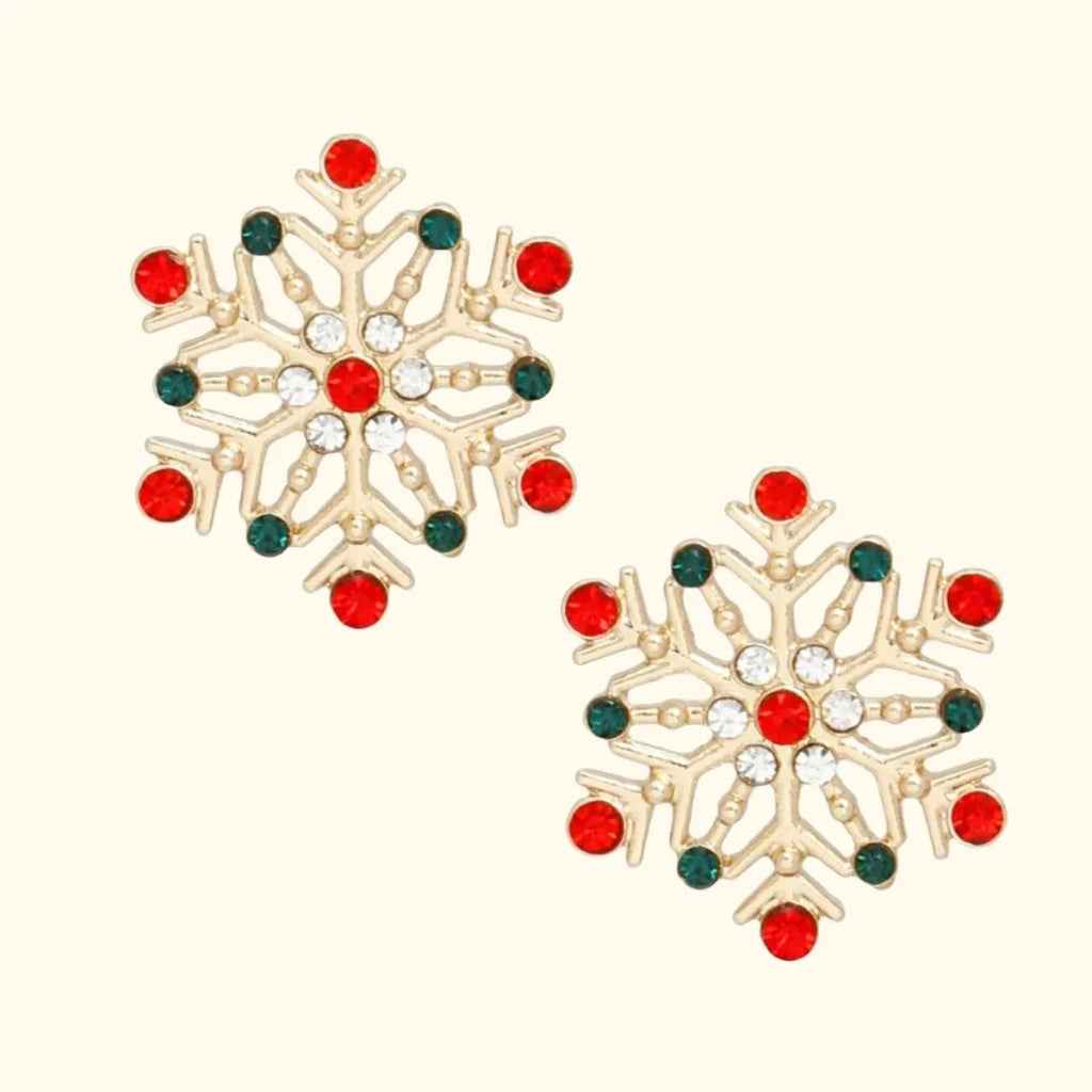 Women's Snowflake Stud Earrings – Elegant Winter Jewelry