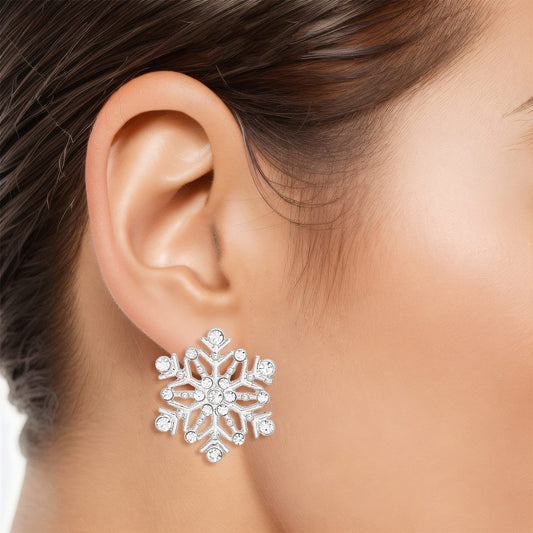 Women's Snowflake Stud Earrings – Elegant Winter Jewelry Pinktown