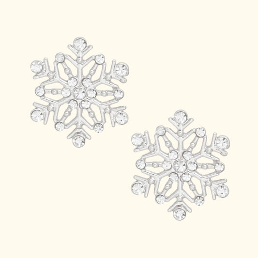 Women's Snowflake Stud Earrings – Elegant Winter Jewelry Pinktown