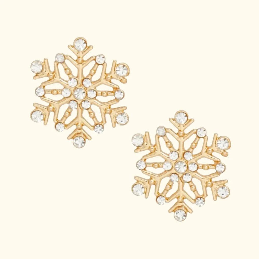Women's Snowflake Stud Earrings – Elegant Winter Jewelry