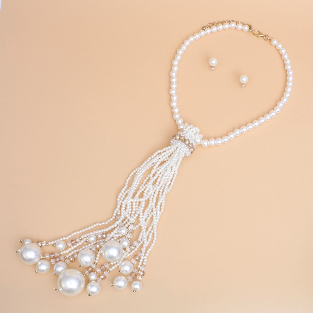 Women's Tassel Necklace Set - Cream Jewelry Bubble