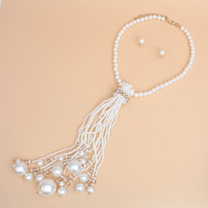 Women's Tassel Necklace Set - Cream Jewelry Bubble