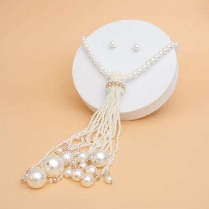 Women's Tassel Necklace Set - Cream Jewelry Bubble