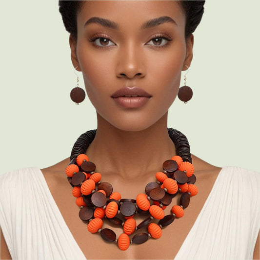 Women's Tribal Bead Necklace Set Jewelry Bubble