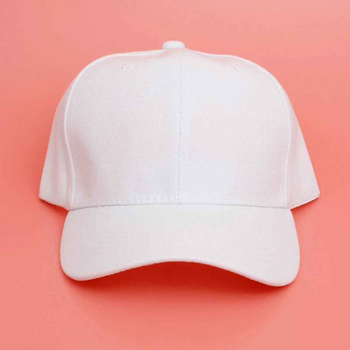 Women’s White Baseball Hat – Canvas 5 Panel Cap, Solid Color with Velcro Strap Jewelry Bubble