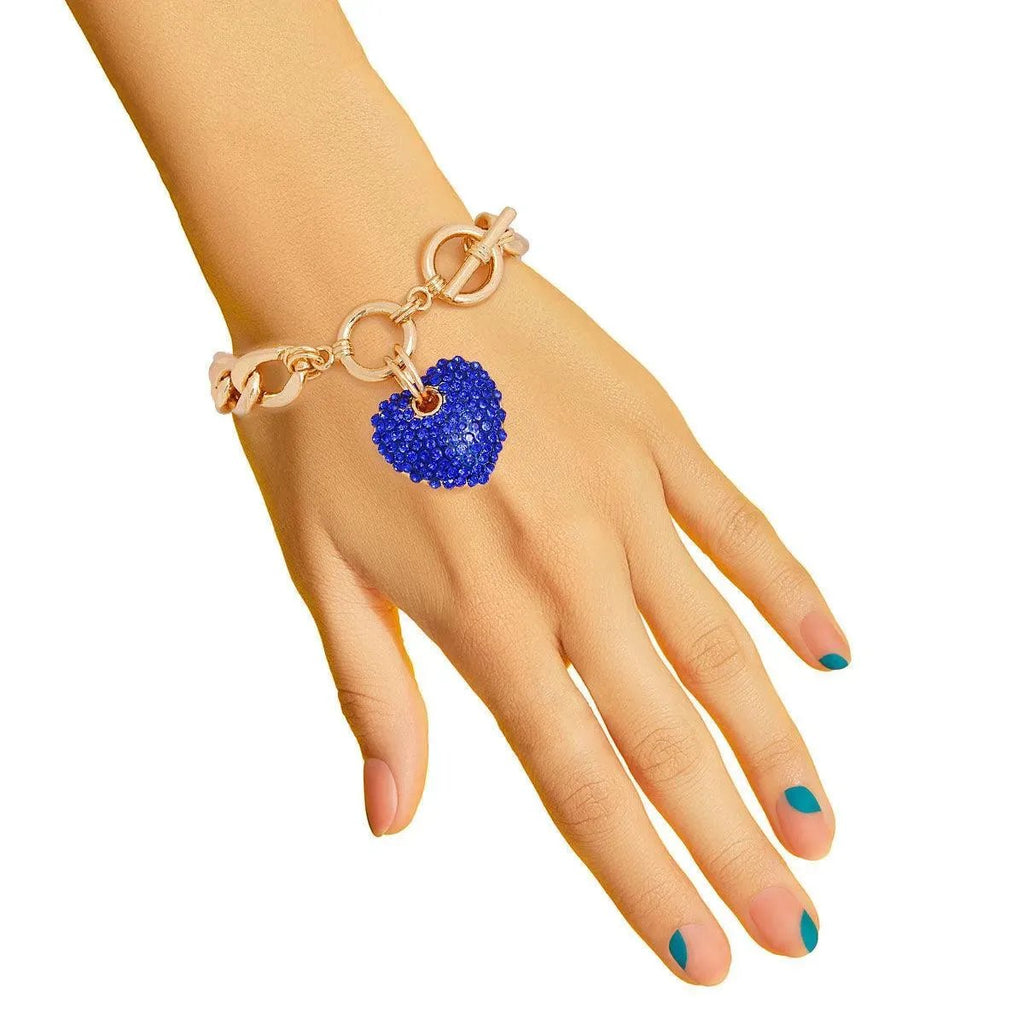 Yellow Gold Plated Bracelet Blue Heart Charm