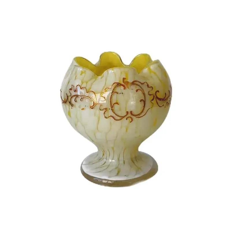 Yellow & White Vintage Spatter Glass 3 Piece Collection