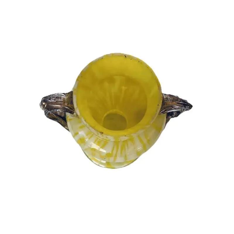 Yellow & White Vintage Spatter Glass 3 Piece Collection