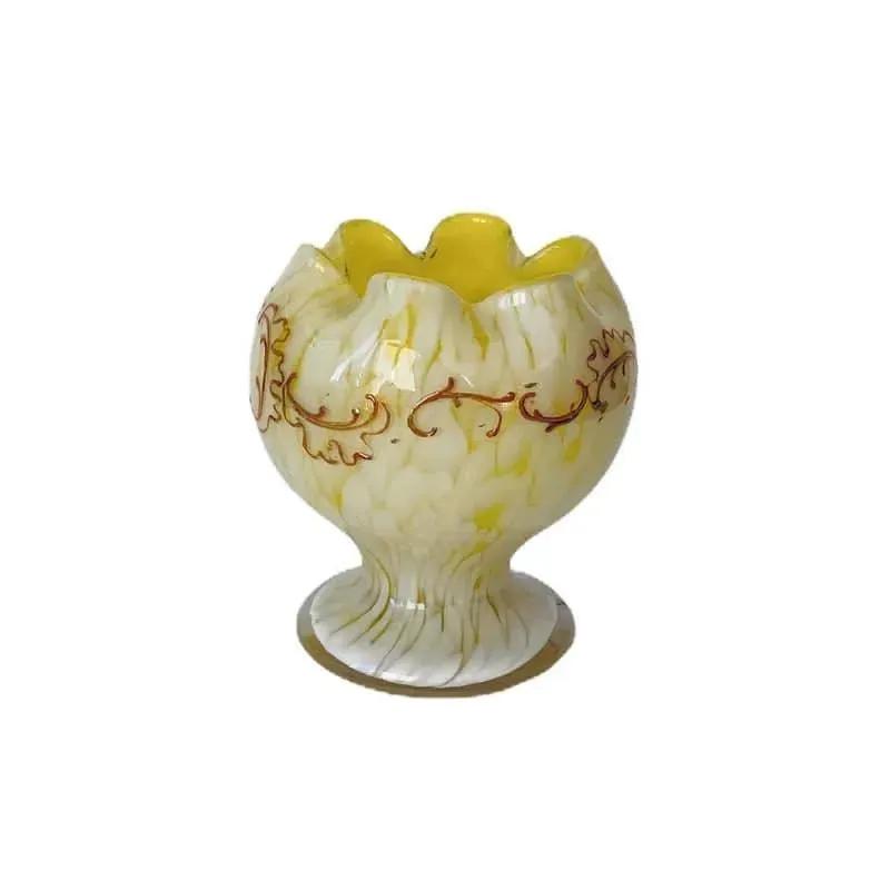Yellow & White Vintage Spatter Glass 3 Piece Collection
