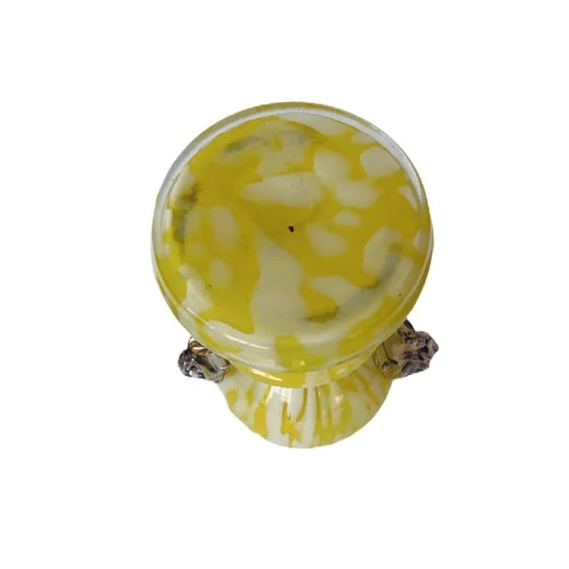 Yellow & White Vintage Spatter Glass 3 Piece Collection Jewelry Bubble