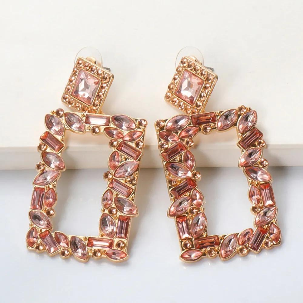 Rectangular Crystal Drop Earrings – Bold and Vibrant Statement Jewelry
