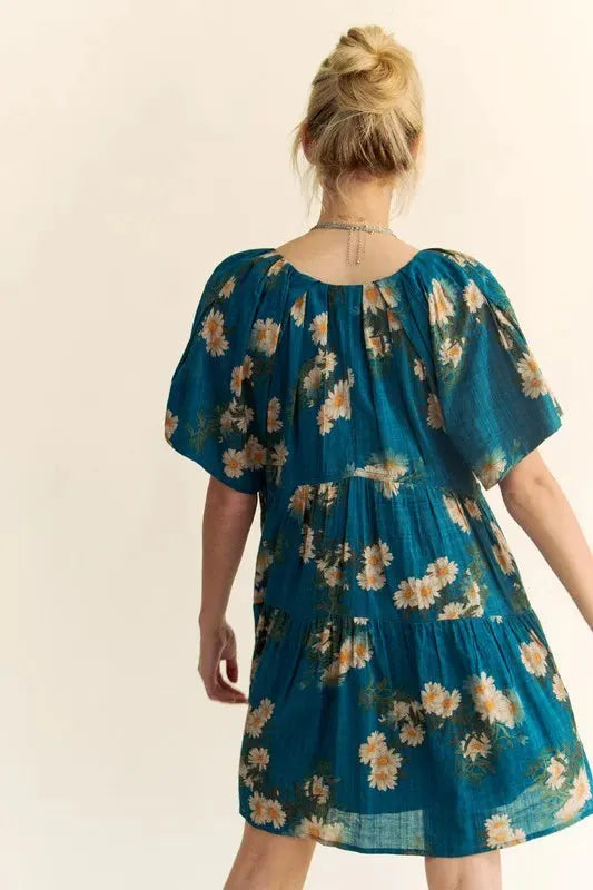 Charming Floral Print Bell Sleeve Mini Dress for Any Occasion
