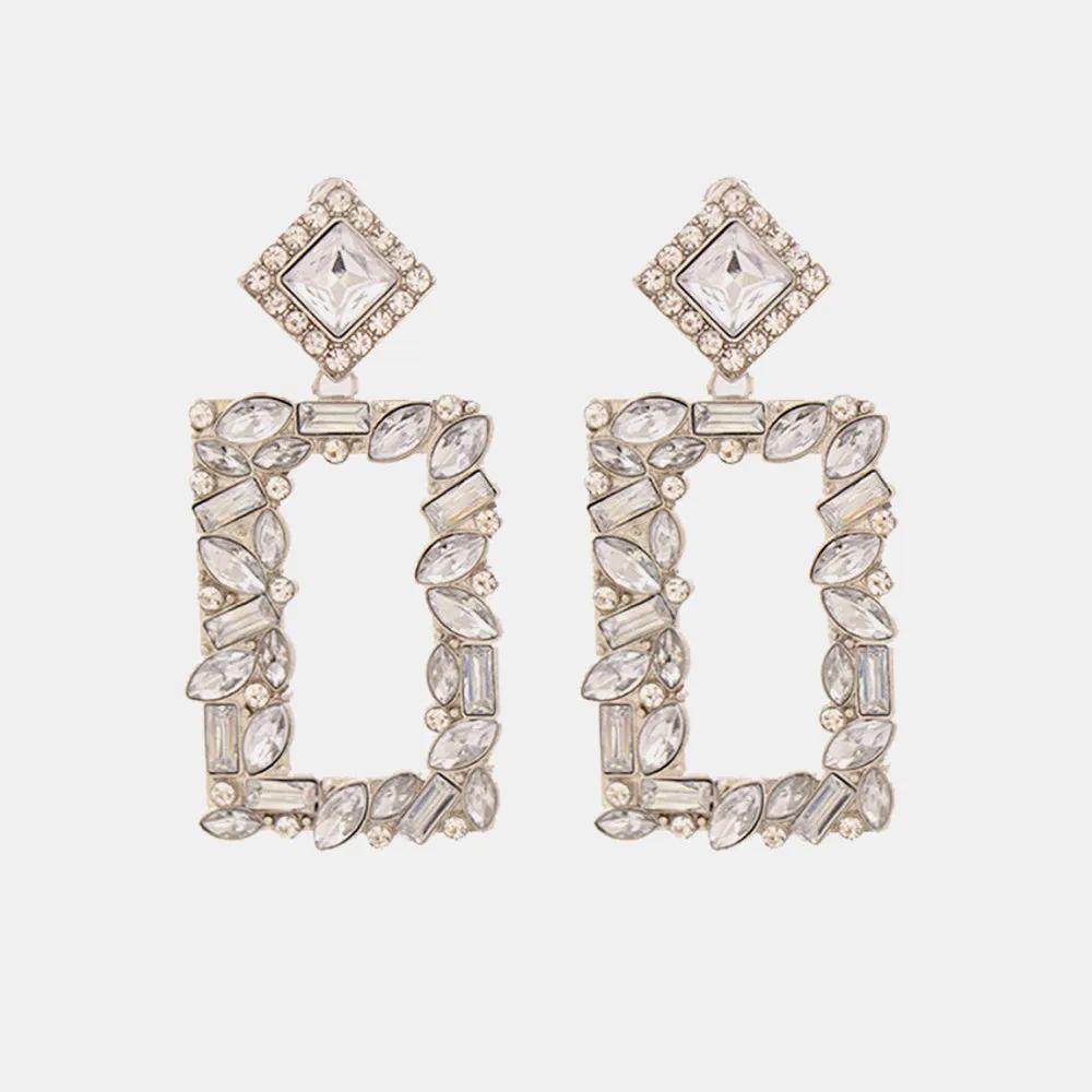 Rectangular Crystal Drop Earrings – Bold and Vibrant Statement Jewelry
