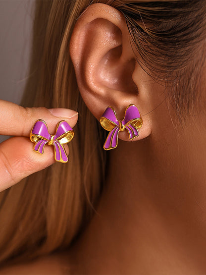 Bow Design Stud Earrings – Fun, Elegant, and Colorful