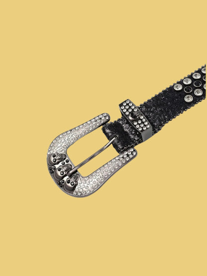 Fashionable Studded Rhinestone Skull Belt