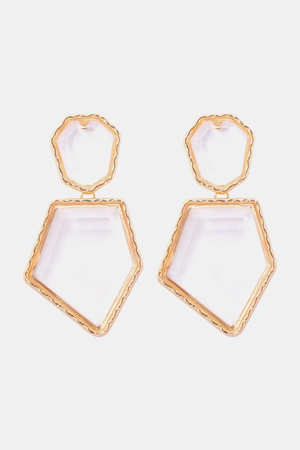 Framed Geometric Resin Drop Earrings