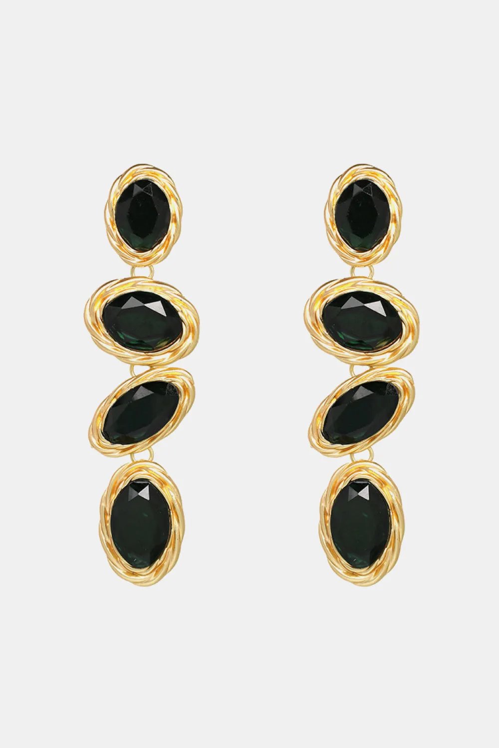 Jewel Tone Resin Statement Earrings with Gold-Twisted Frames
