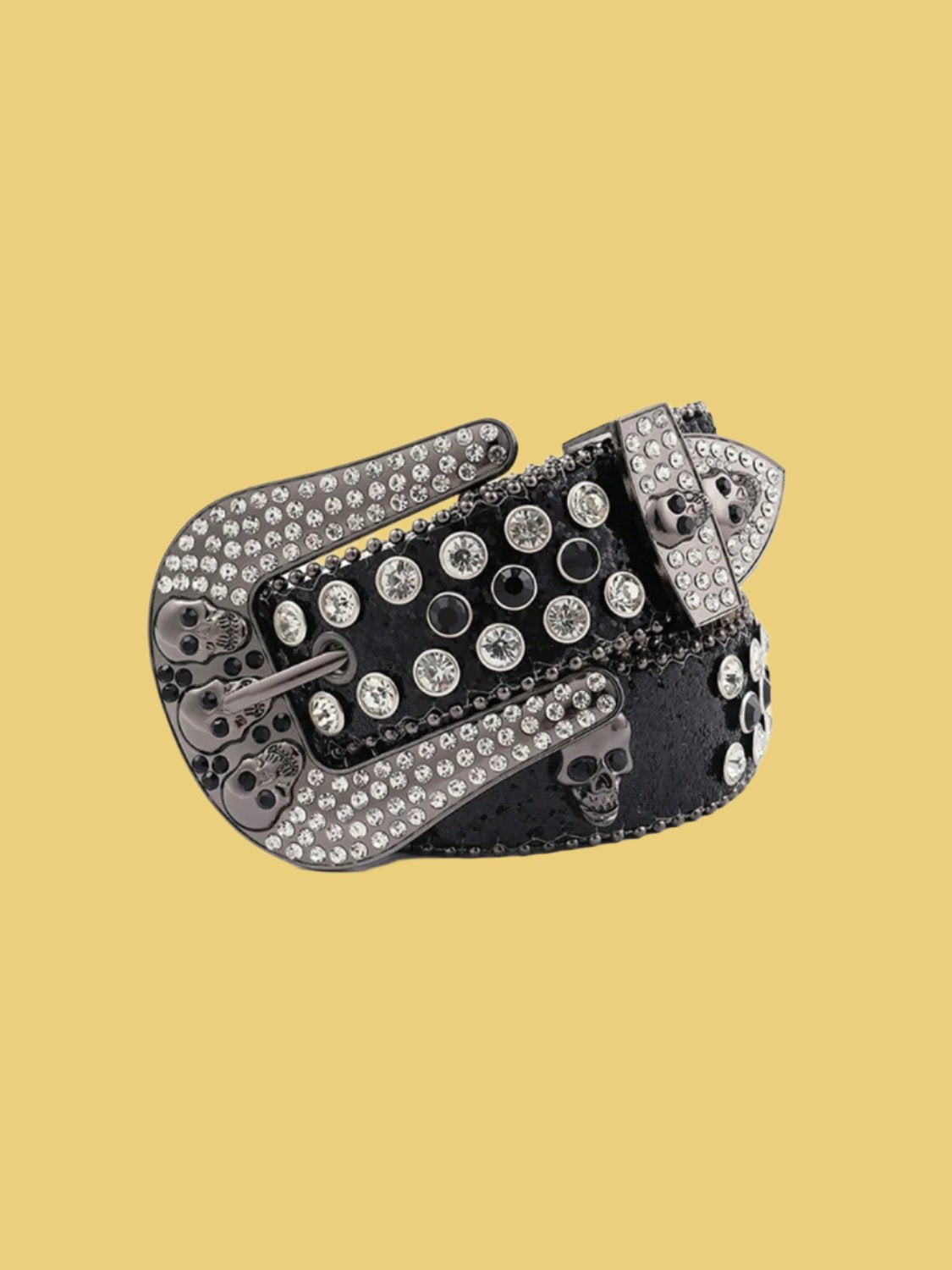 Fashionable Studded Rhinestone Skull Belt