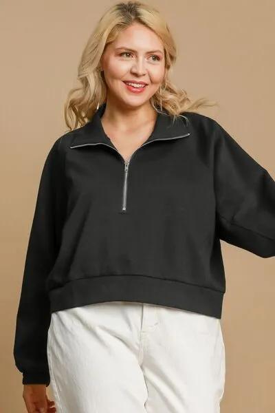 Half Zip Cropped Black Sweatshirt for Women – A Modern Wardrobe Essential